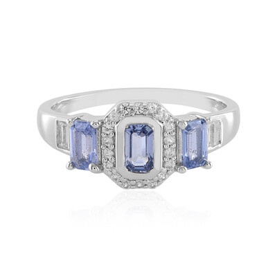 Anillo en plata con Zafiro azul Ceylon